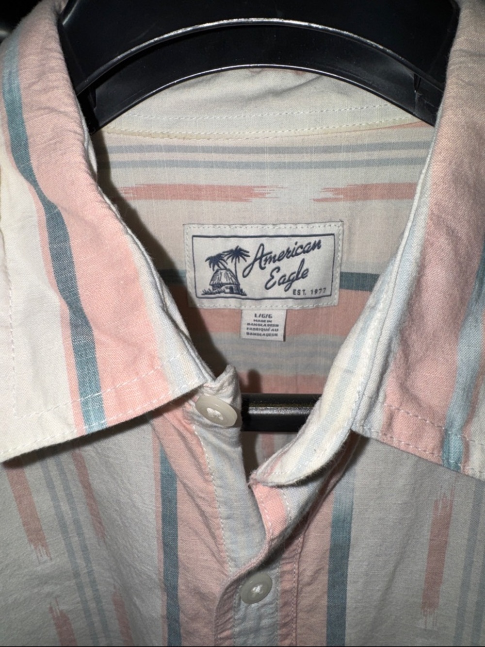 American Eagle Pastel Striped Button-Up Shirt - Pink & Blue